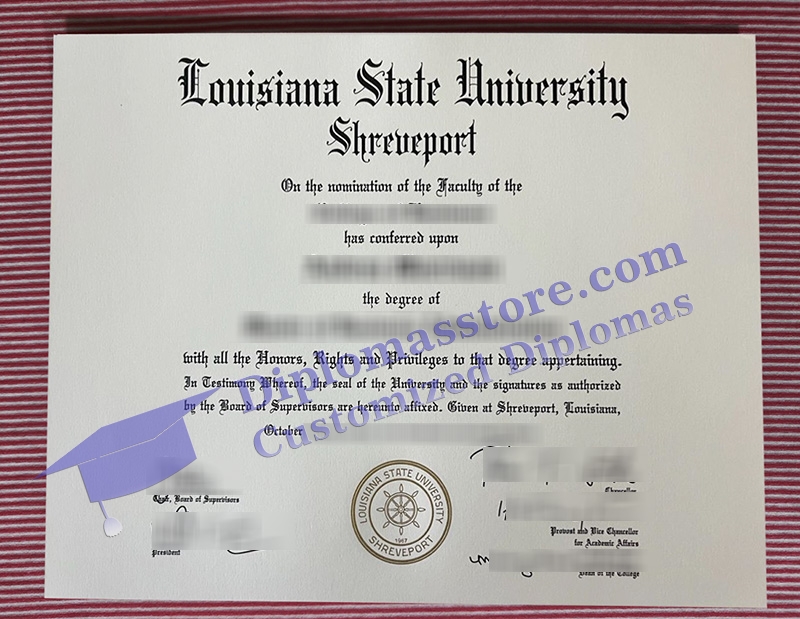 Louisiana State University Shreveport diploma, LSU Shreveport certificate,