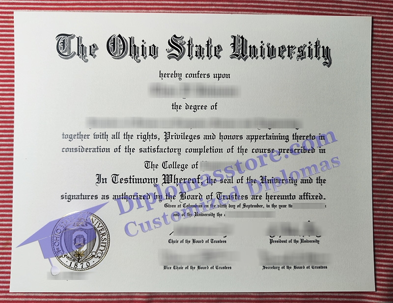 Ohio State University diploma, Ohio State University certificate,