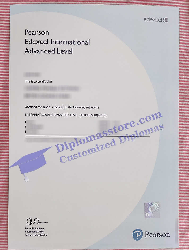 Pearson IAL certificate, Edexcel International A level certificate,