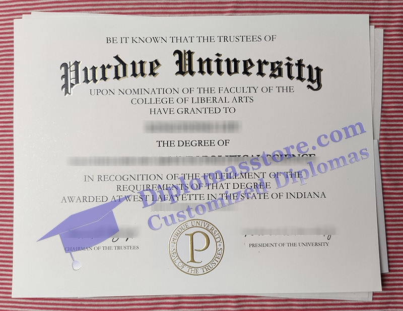 Purdue University diploma, Purdue University certificate,