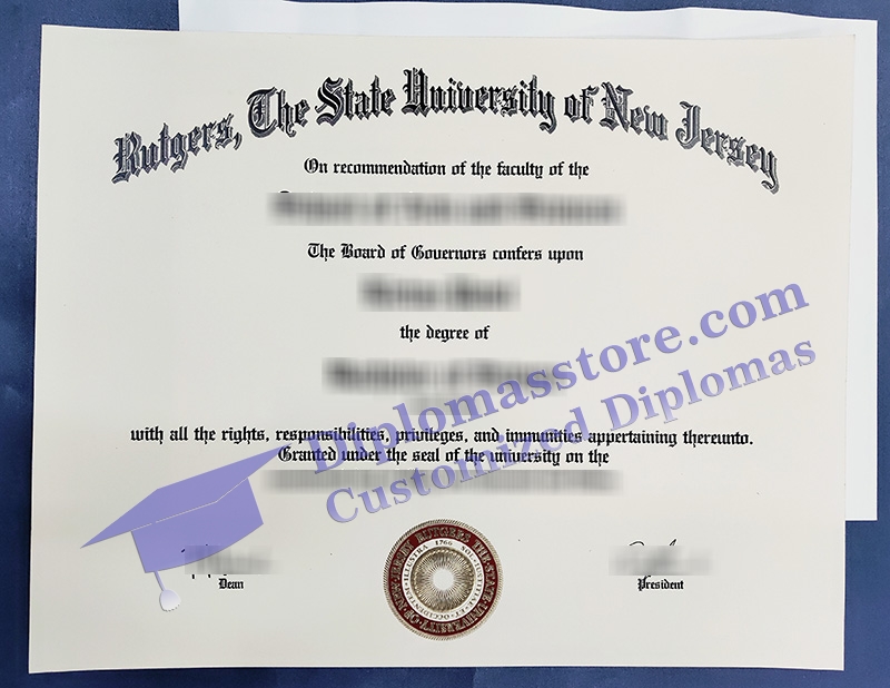 Rutgers University diploma, Rutgers University certificate,