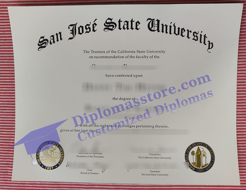 San José State University diploma, SJSU certificate,
