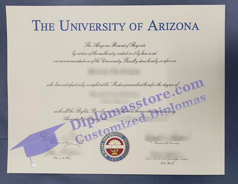 University of Arizona diploma, University of Arizona certificate,
