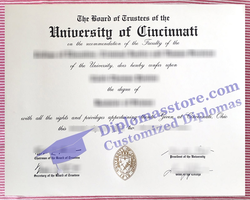 University of Cincinnati diploma, University of Cincinnati certificate,