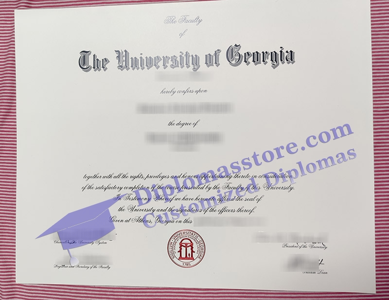 University of Georgia diploma, University of Georgia certificate,
