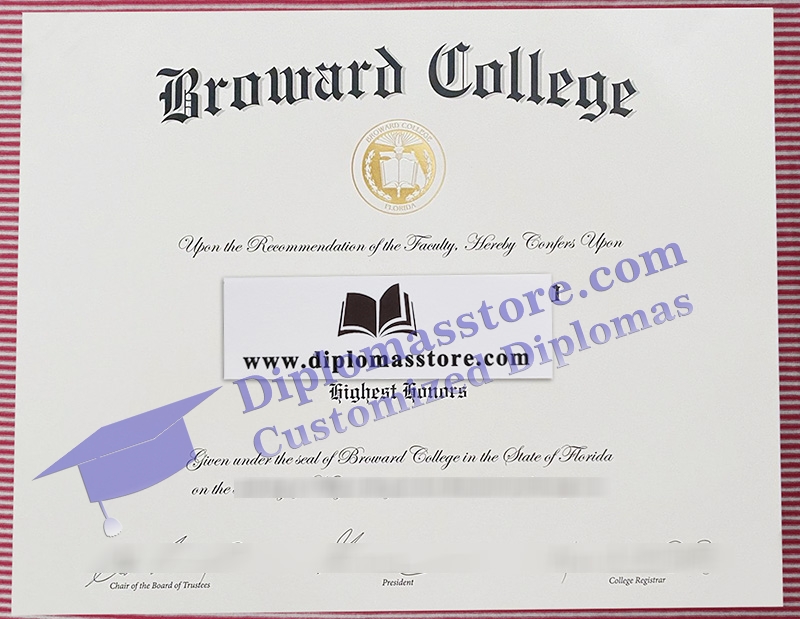 Broward College diploma, Broward College certificate,