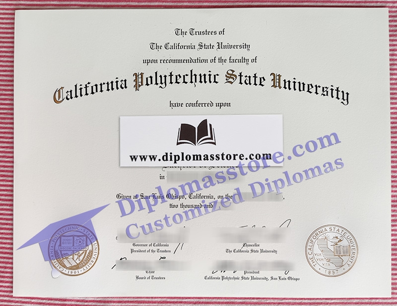 California Polytechnic State University diploma, Cal Poly San Luis Obispo certificate,
