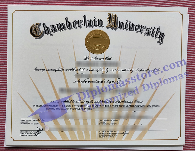 Chamberlain University diploma, Chamberlain University certificate,
