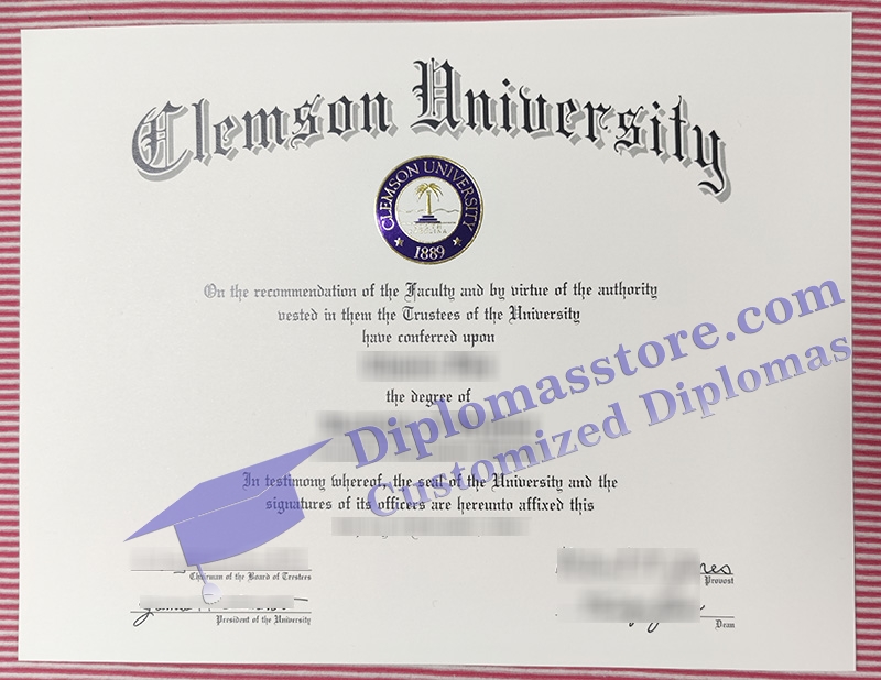 Clemson University diploma, Clemson University certificate,