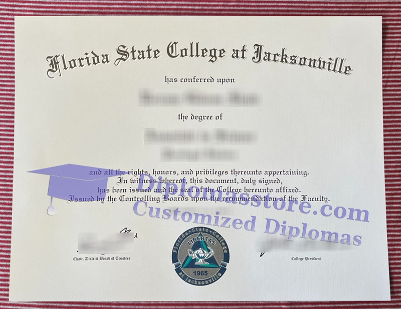 Florida State College at Jacksonville diploma, FSCJ certificate,
