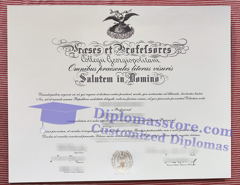 Georgetown University diploma, Georgetown University certificate,