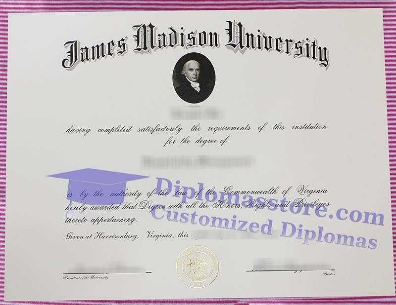James Madison University diploma, James Madison University certificate,
