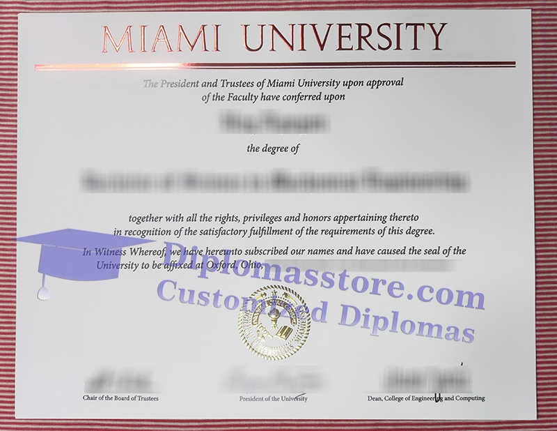 Miami University degree, Miami University diploma,