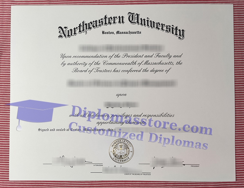 Northeastern University diploma, Northeastern University certificate,