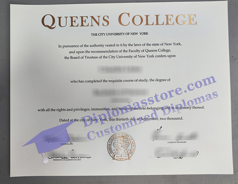 Queens College diploma, Queens College certificate,