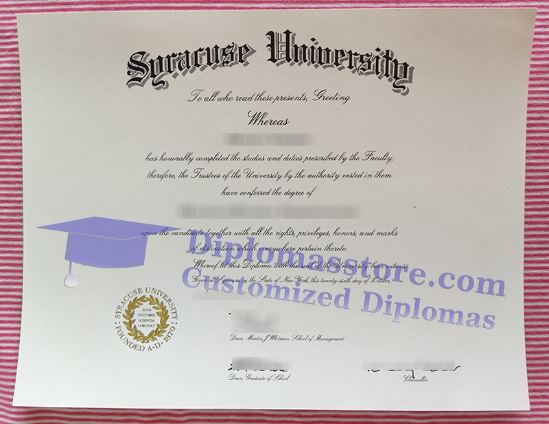 Syracuse University diploma, Syracuse University certificate,