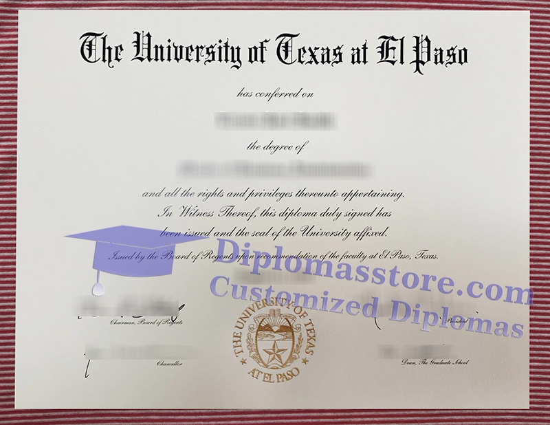 University of Texas at El Paso diploma, UTEP certificate,