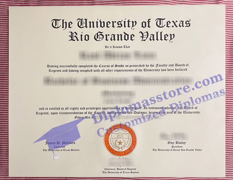 University of Texas Rio Grande Valley diploma, UTRGV certificate,