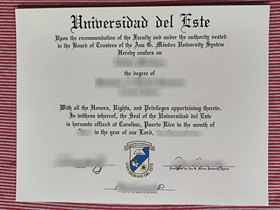 Universidad del Este certificate
