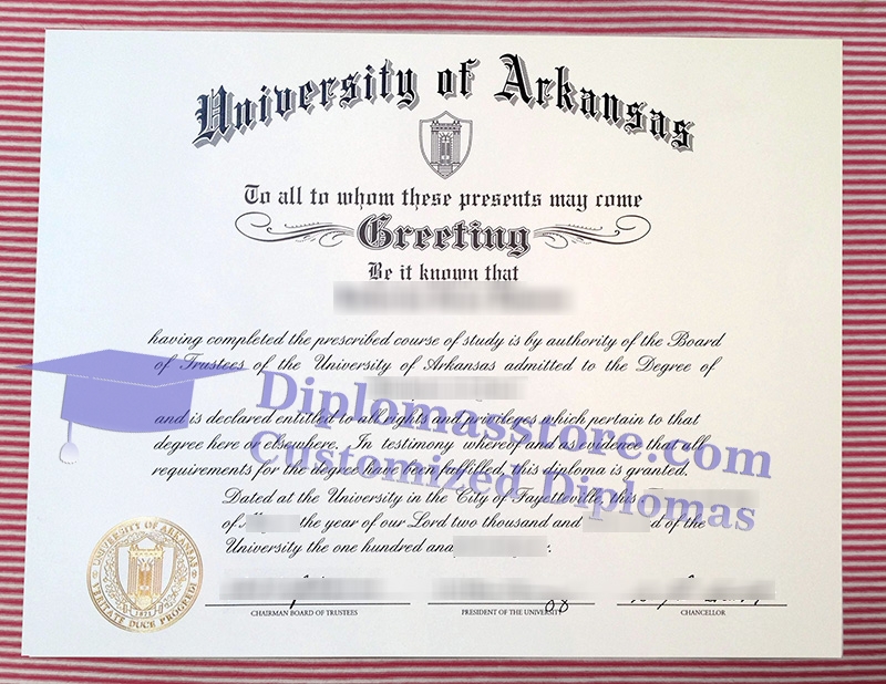 University of Arkansas diploma, University of Arkansas certificate,