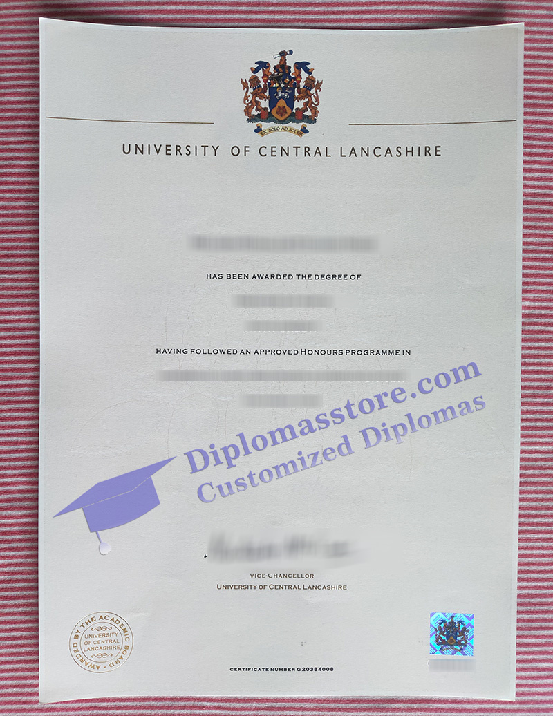 University of Central Lancashire degree, UCLan certificate,