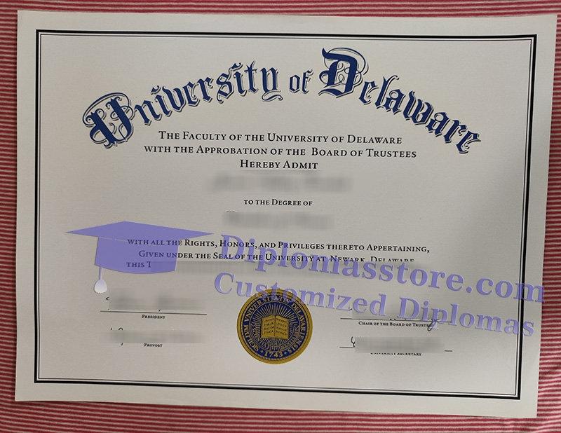 University of Delaware diploma, University of Delaware certificate,