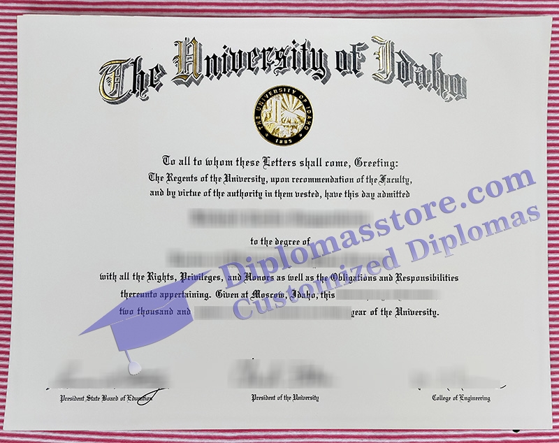 University of Idaho diploma, University of Idaho certificate,