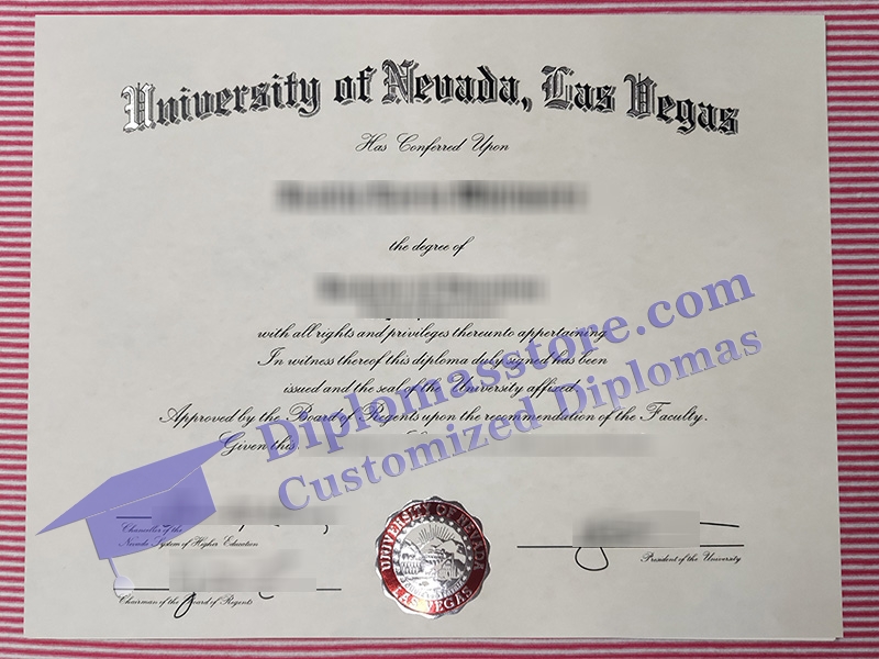 University of Nevada Las Vegas diploma, UNLV certificate,