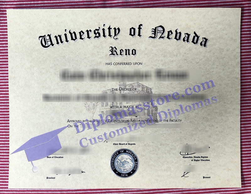 University of Nevada Reno diploma, UNR certificate,