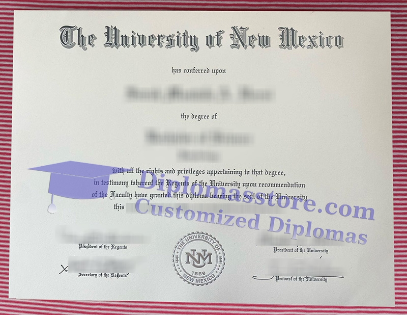 University of New Mexico diploma, University of New Mexico certificate,