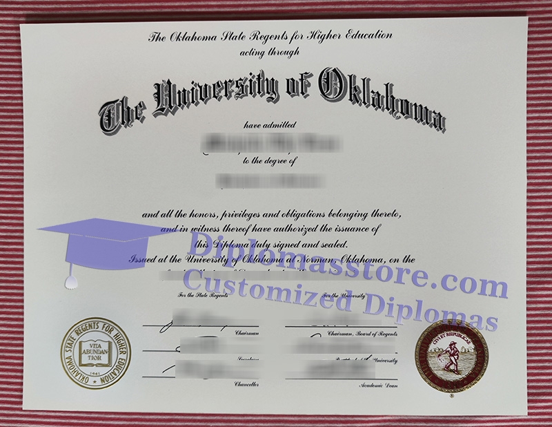 University of Oklahoma diploma, University of Oklahoma certificate,