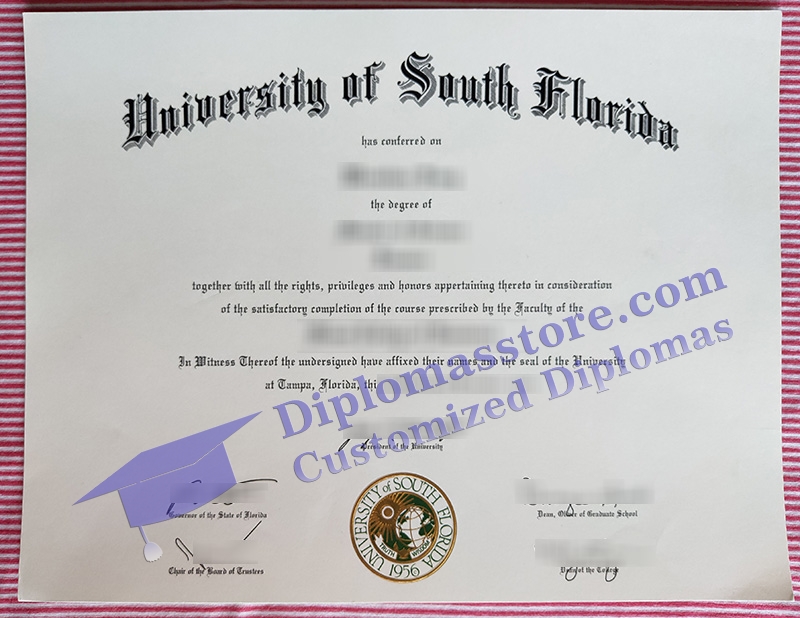 University of South Florida diploma, University of South Florida certificate,