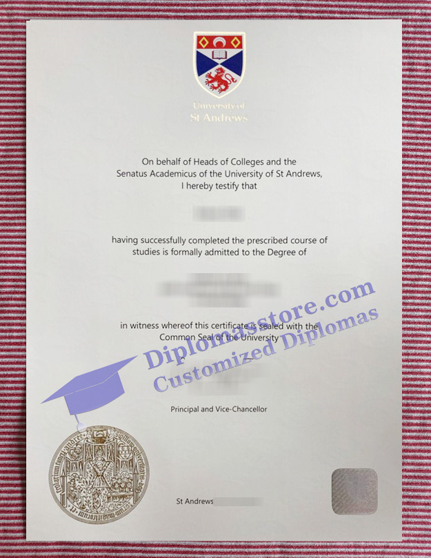 University of St Andrews degree, University of St Andrews certificate,