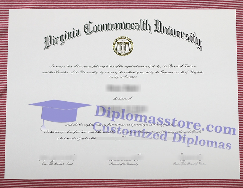 Virginia Commonwealth University diploma, Virginia Commonwealth University certificate,