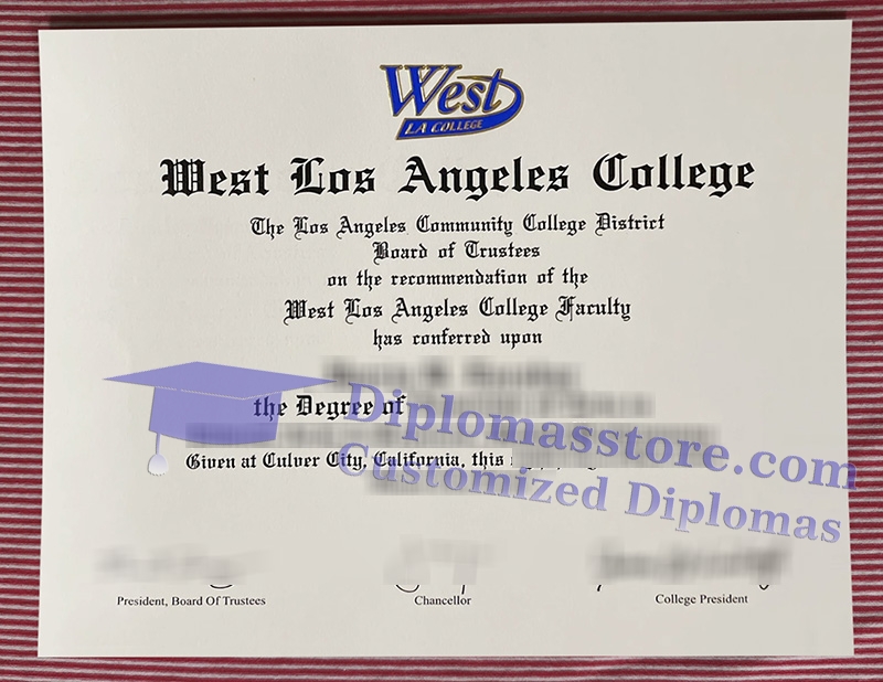 West Los Angeles College diploma, West Los Angeles College certificate,