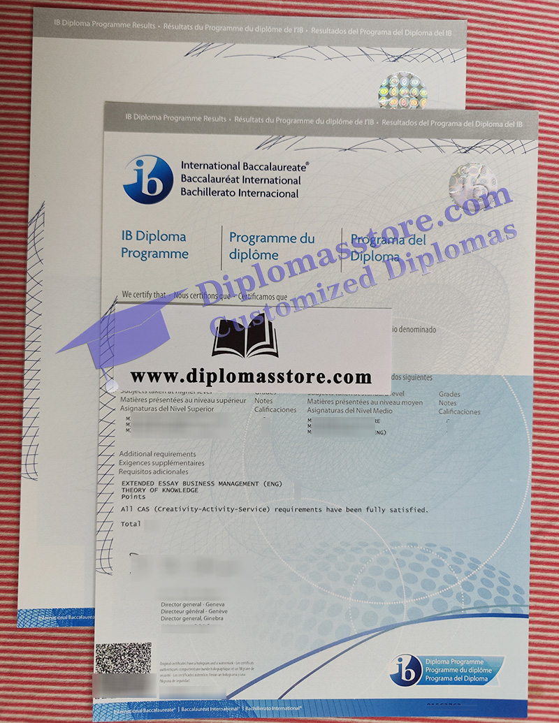 IB diploma transcript, International Baccalaureate diploma, 