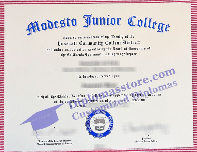 Modesto Junior College diploma, Modesto Junior College certificate,