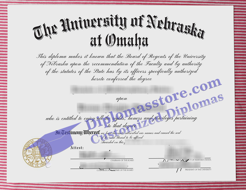 University of Nebraska at Omaha diploma, UNO certificate,