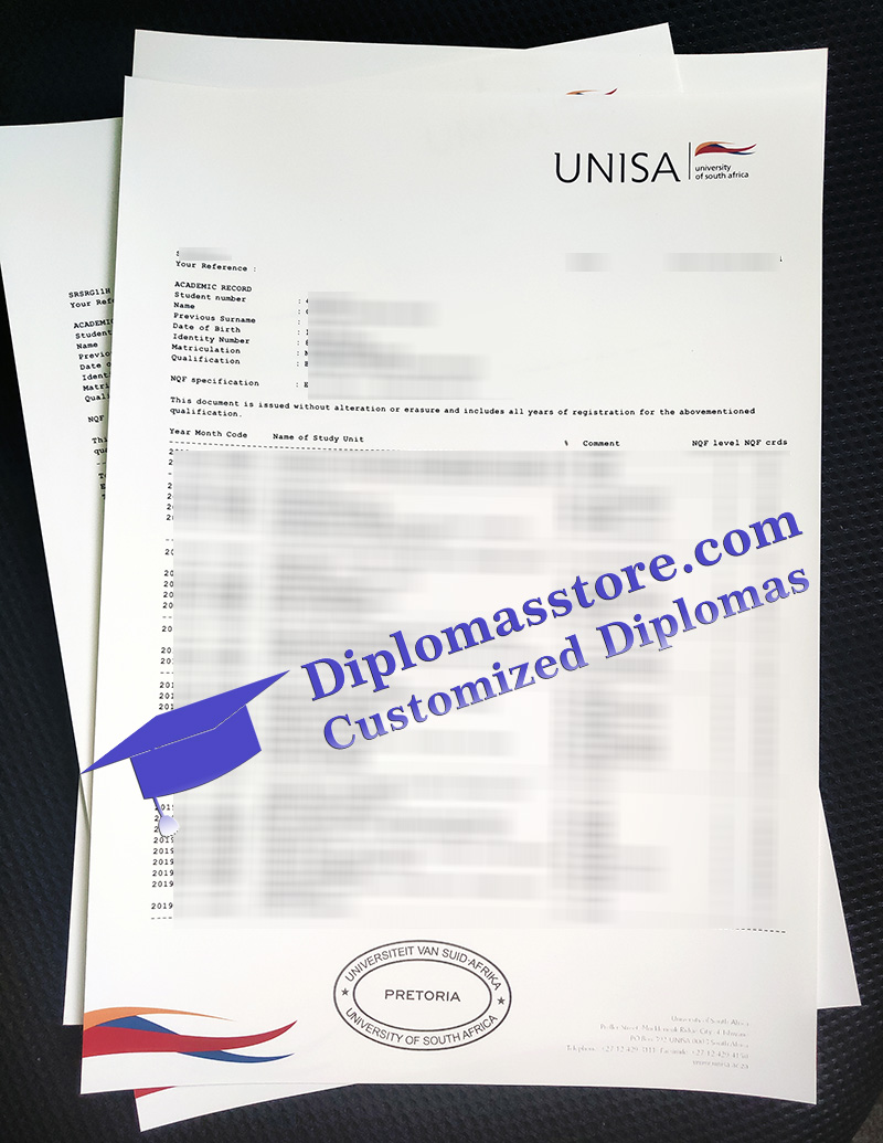 University of South Africa transcript, UNISA transcript,