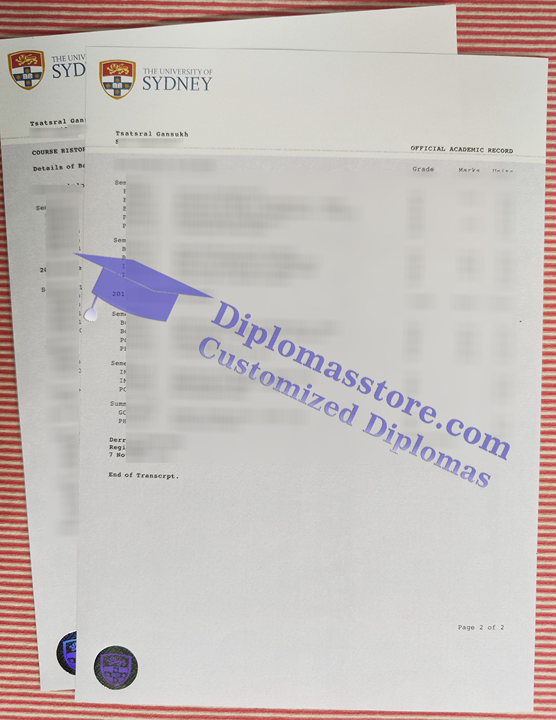 USyd transcript, University of Sydney certificate,