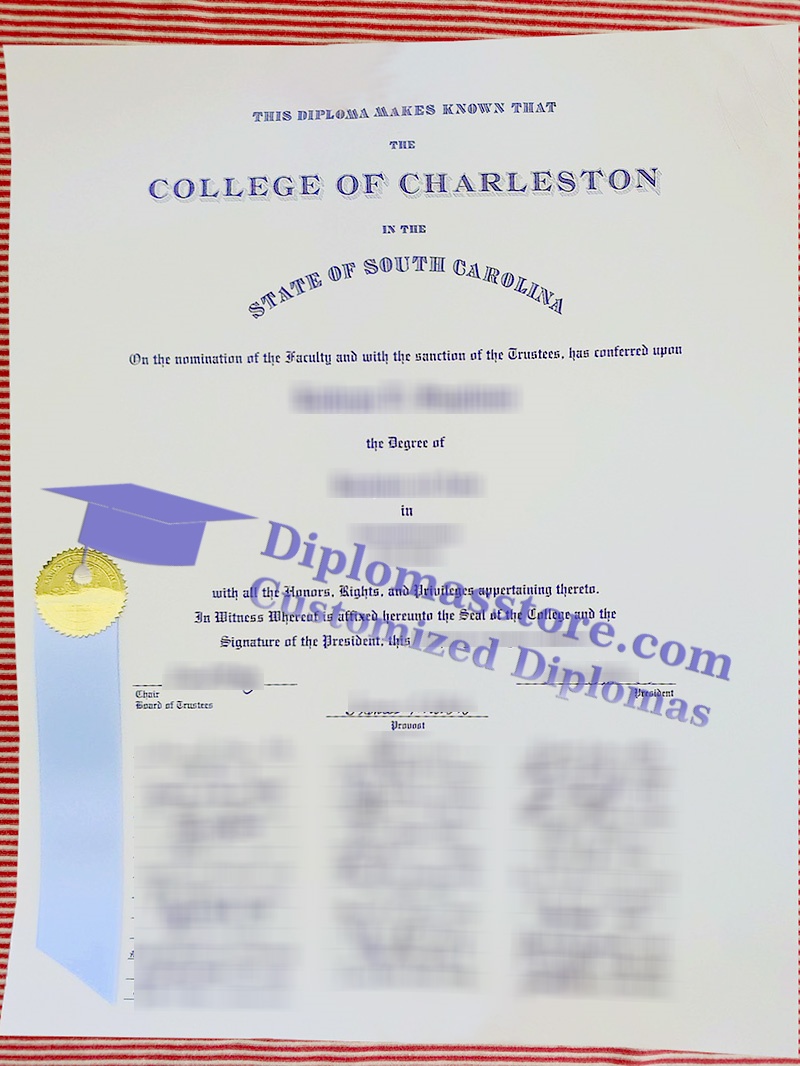 College of Charleston diploma, College of Charleston certificate,