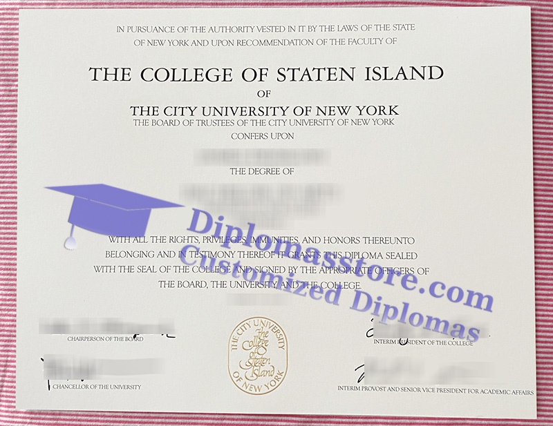 College of Staten Island diploma, College of Staten Island degree,