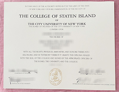 College of Staten Island certificate