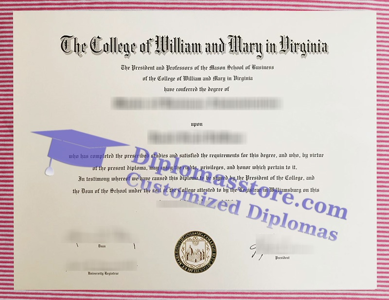 College of William & Mary diploma, College of William & Mary degree,