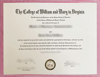 College of William & Mary certificate