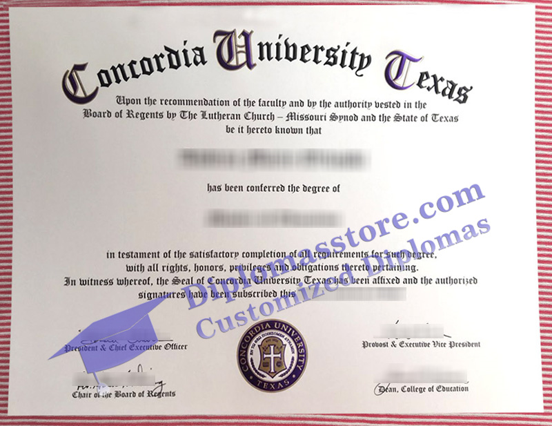 Concordia University Texas diploma, Concordia University Texas certificate,