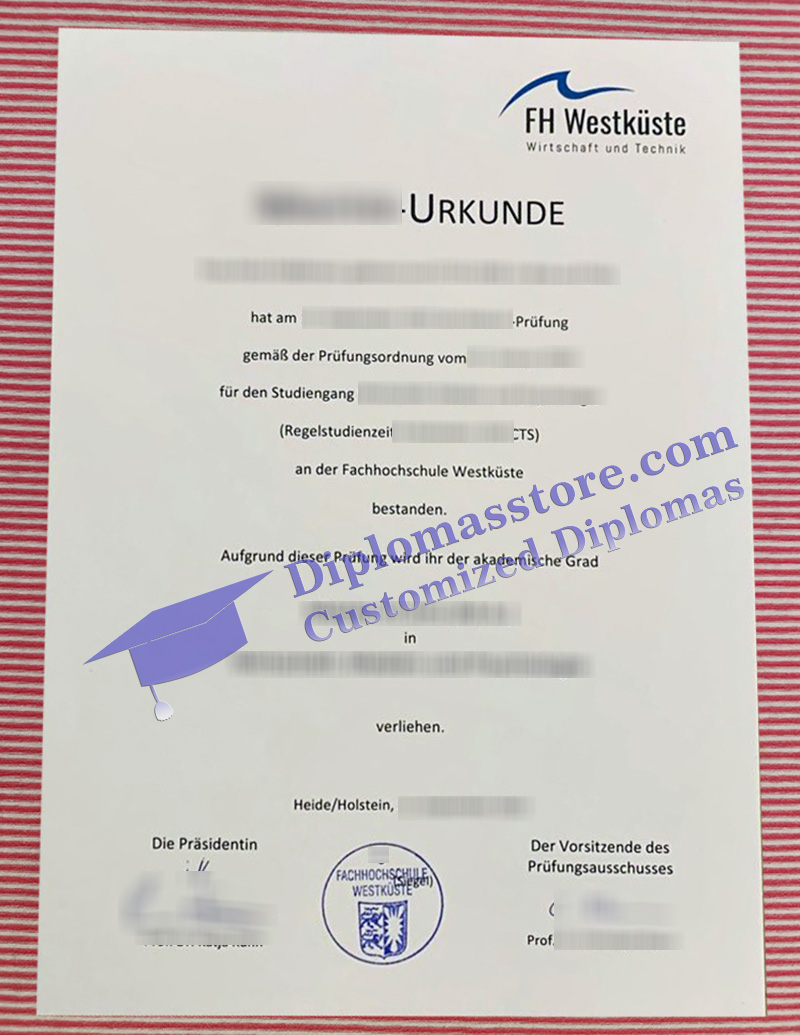 FH Westküste urkunde, FH Westküste diploma,