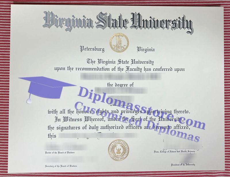 Virginia State University diploma, Virginia State University certificate,