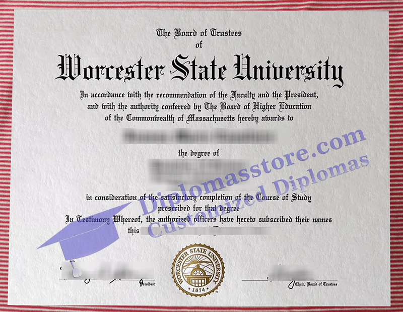 Worcester State University diploma, Worcester State University certificate,