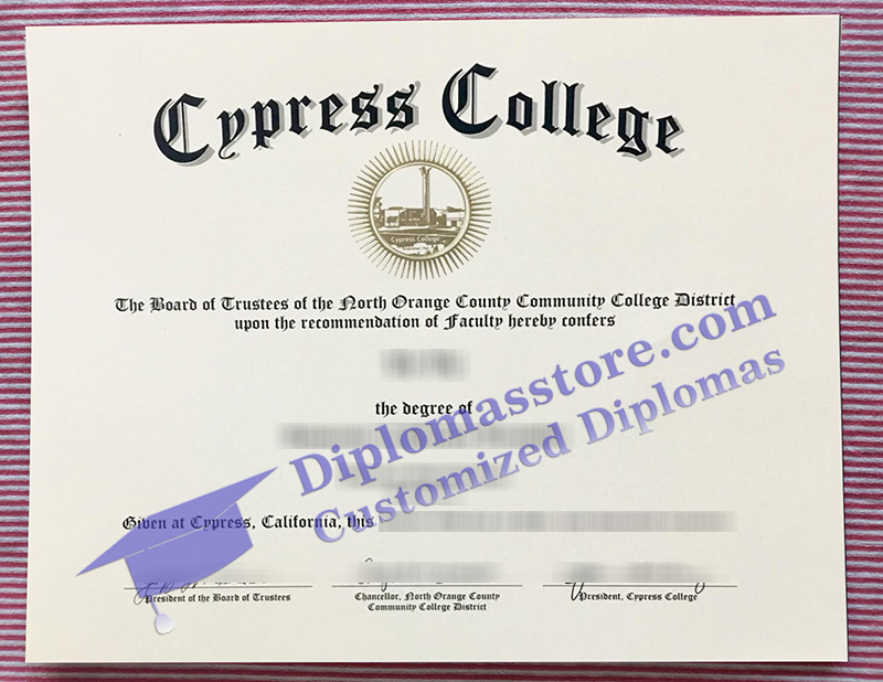 Cypress College diploma, Cypress College certificate,